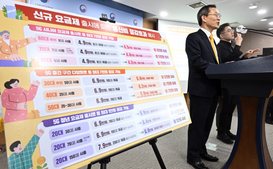 이종호 과기정통부 장관이 지난 3월 서울정부청사에서 브리핑을 열고 SKT 5G 신규 요금제 출시를 소개하고 있다. 과기정통부 제공